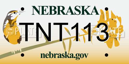 TNT113 Nebraska License Plate