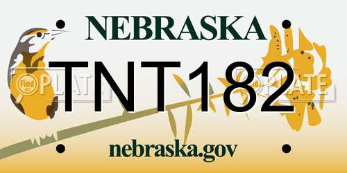 TNT182 Nebraska License Plate