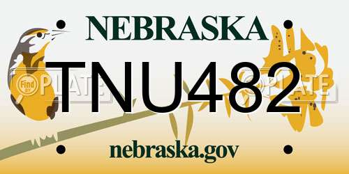 TNU482 Nebraska License Plate