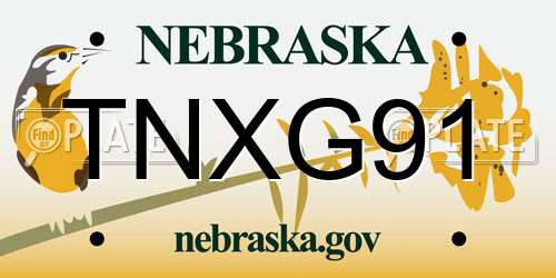 TNXG91 Nebraska License Plate