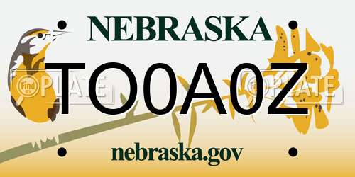 TO0A0Z Nebraska License Plate