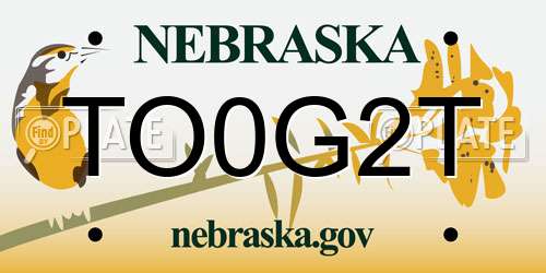 TO0G2T Nebraska License Plate