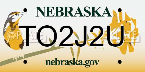 TO2J2U Nebraska License Plate
