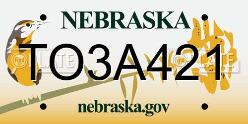 TO3A421 Nebraska License Plate