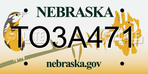 TO3A471 Nebraska License Plate