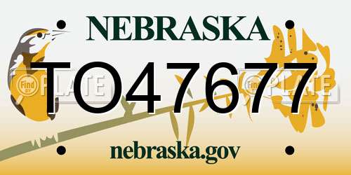 TO47677 Nebraska License Plate