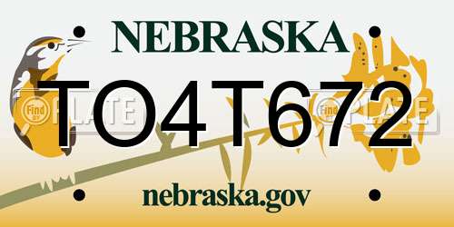 TO4T672 Nebraska License Plate