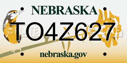 TO4Z627 Nebraska License Plate
