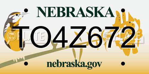 TO4Z672 Nebraska License Plate