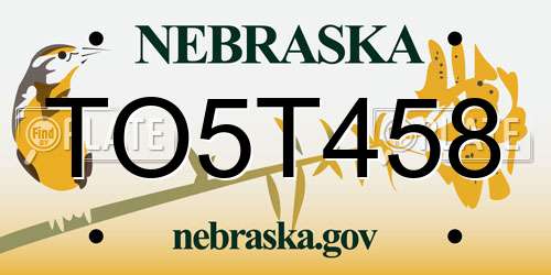 TO5T458 Nebraska License Plate