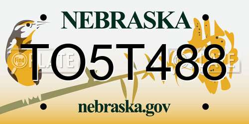 TO5T488 Nebraska License Plate