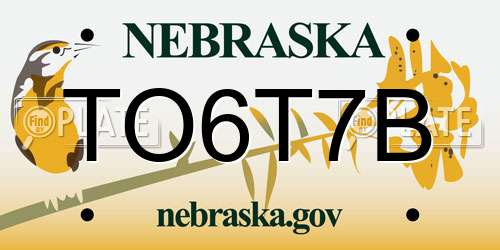 TO6T7B Nebraska License Plate