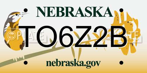 TO6Z2B Nebraska License Plate