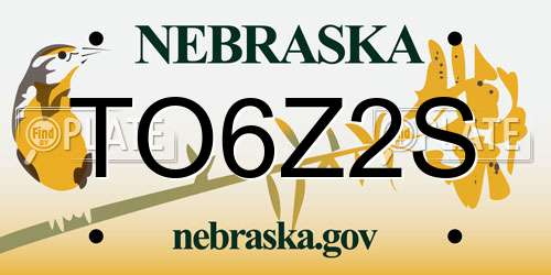 TO6Z2S Nebraska License Plate
