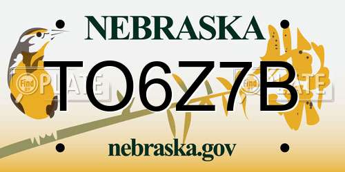 TO6Z7B Nebraska License Plate
