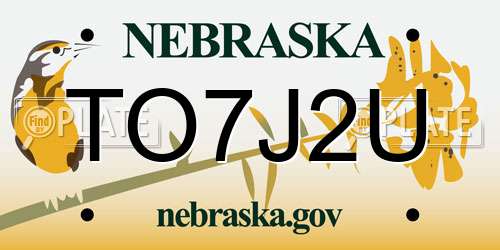 TO7J2U Nebraska License Plate