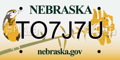 TO7J7U Nebraska License Plate