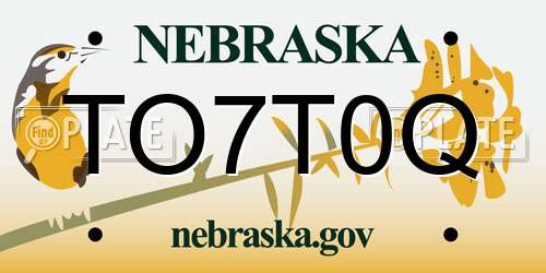 TO7T0Q Nebraska License Plate