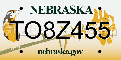 TO8Z455 Nebraska License Plate