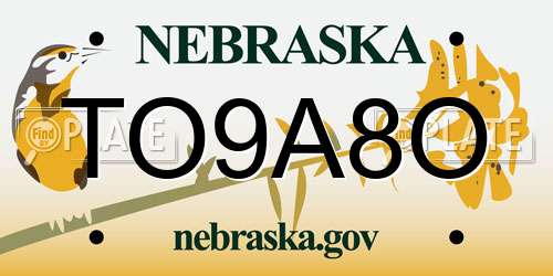 TO9A8O Nebraska License Plate