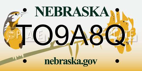 TO9A8Q Nebraska License Plate