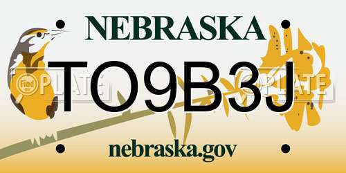 TO9B3J Nebraska License Plate