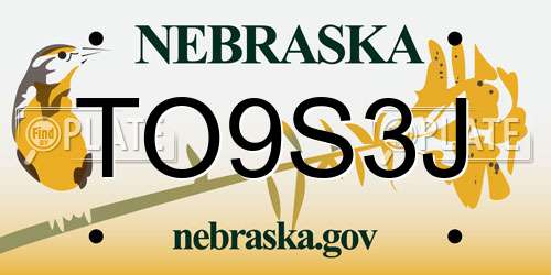 TO9S3J Nebraska License Plate