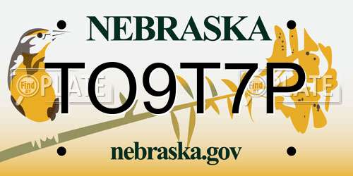 TO9T7P Nebraska License Plate