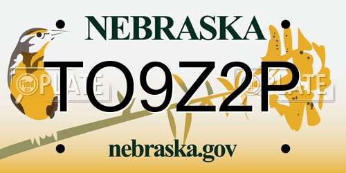 TO9Z2P Nebraska License Plate