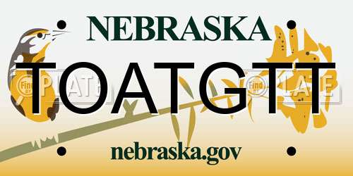 TOATGTT Nebraska License Plate