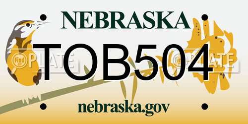 TOB504 Nebraska License Plate