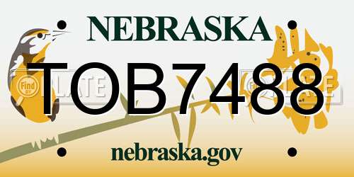TOB7488 Nebraska License Plate