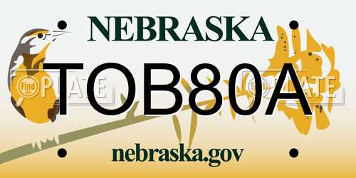 TOB80A Nebraska License Plate