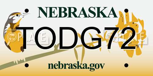 TODG72 Nebraska License Plate