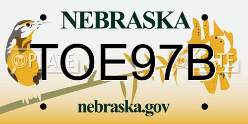 TOE97B Nebraska License Plate
