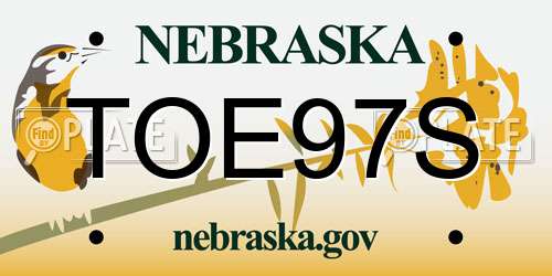 TOE97S Nebraska License Plate