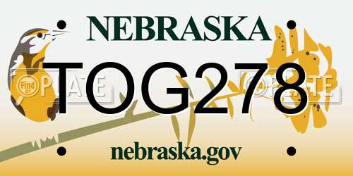 TOG278 Nebraska License Plate