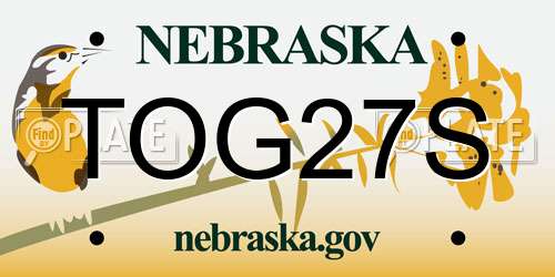 TOG27S Nebraska License Plate