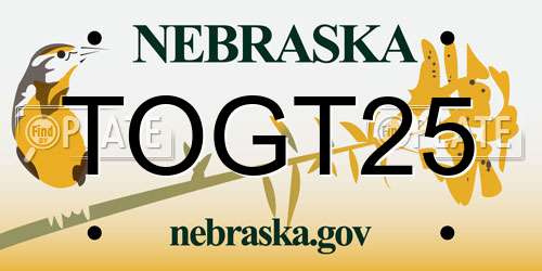 TOGT25 Nebraska License Plate