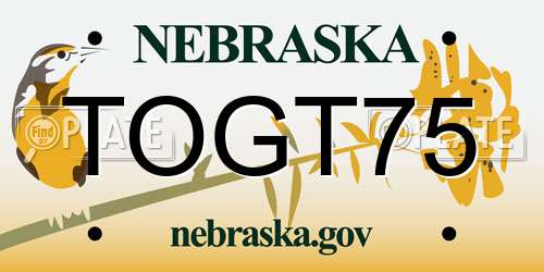 TOGT75 Nebraska License Plate