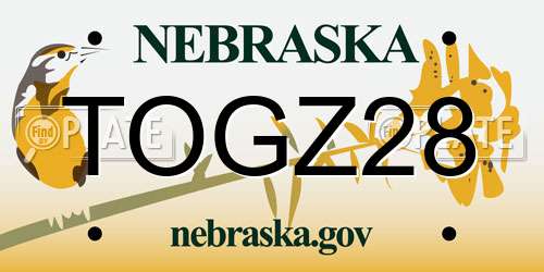 TOGZ28 Nebraska License Plate