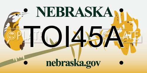TOI45A Nebraska License Plate