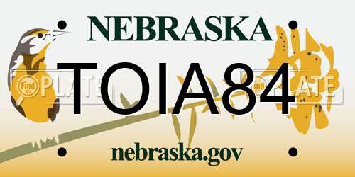TOIA84 Nebraska License Plate