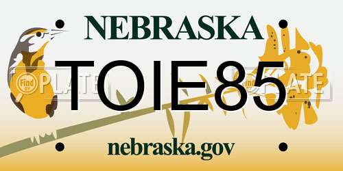 TOIE85 Nebraska License Plate