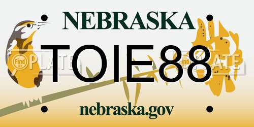 TOIE88 Nebraska License Plate