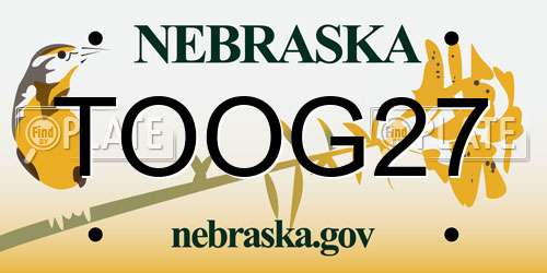 TOOG27 Nebraska License Plate