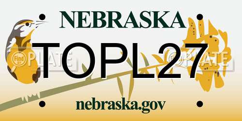 TOPL27 Nebraska License Plate