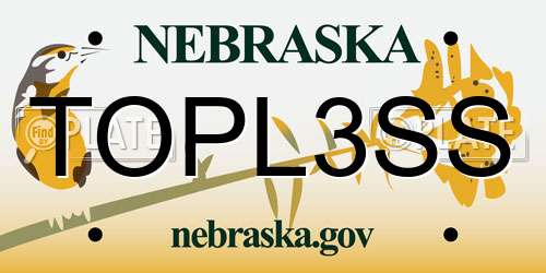 TOPL3SS Nebraska License Plate