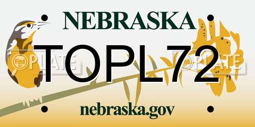 TOPL72 Nebraska License Plate