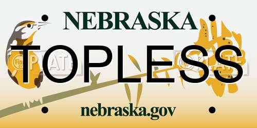 TOPLESS Nebraska License Plate